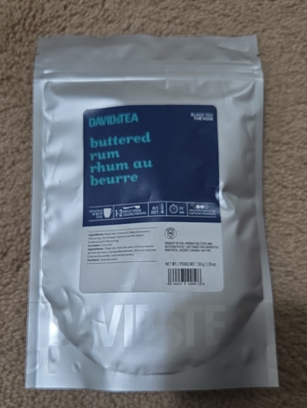2/$20 New! Sealed! Davidstea BUTTERED RUM Loose Leaf Tea 50g Davids Tea